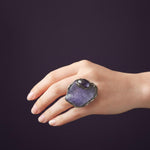 Large Amethyst Raw Crystal Ring Chunky Statement Oversized Cocktail Ring