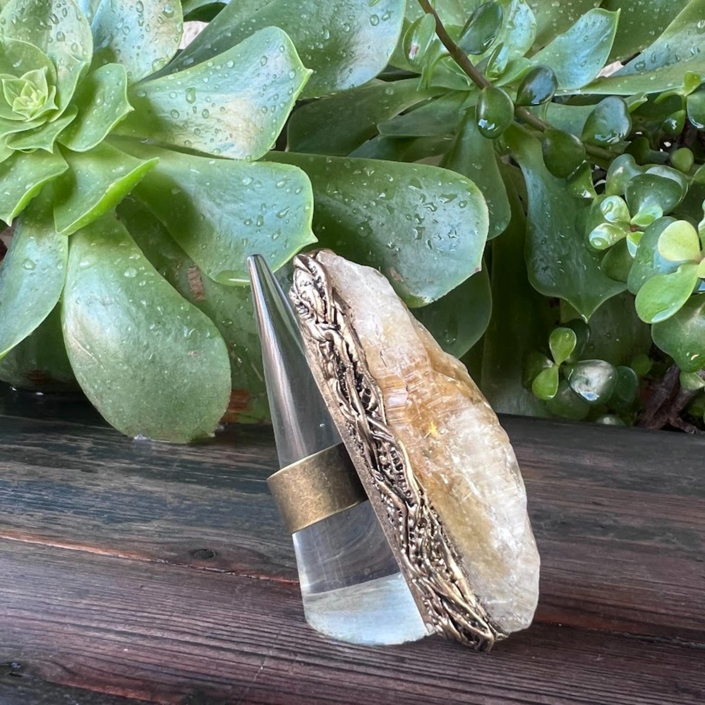 Chunky Citrine Raw Crystal Ring Statement Oversized Wealth Ring