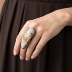 Raw Citrine full figner statement ring.