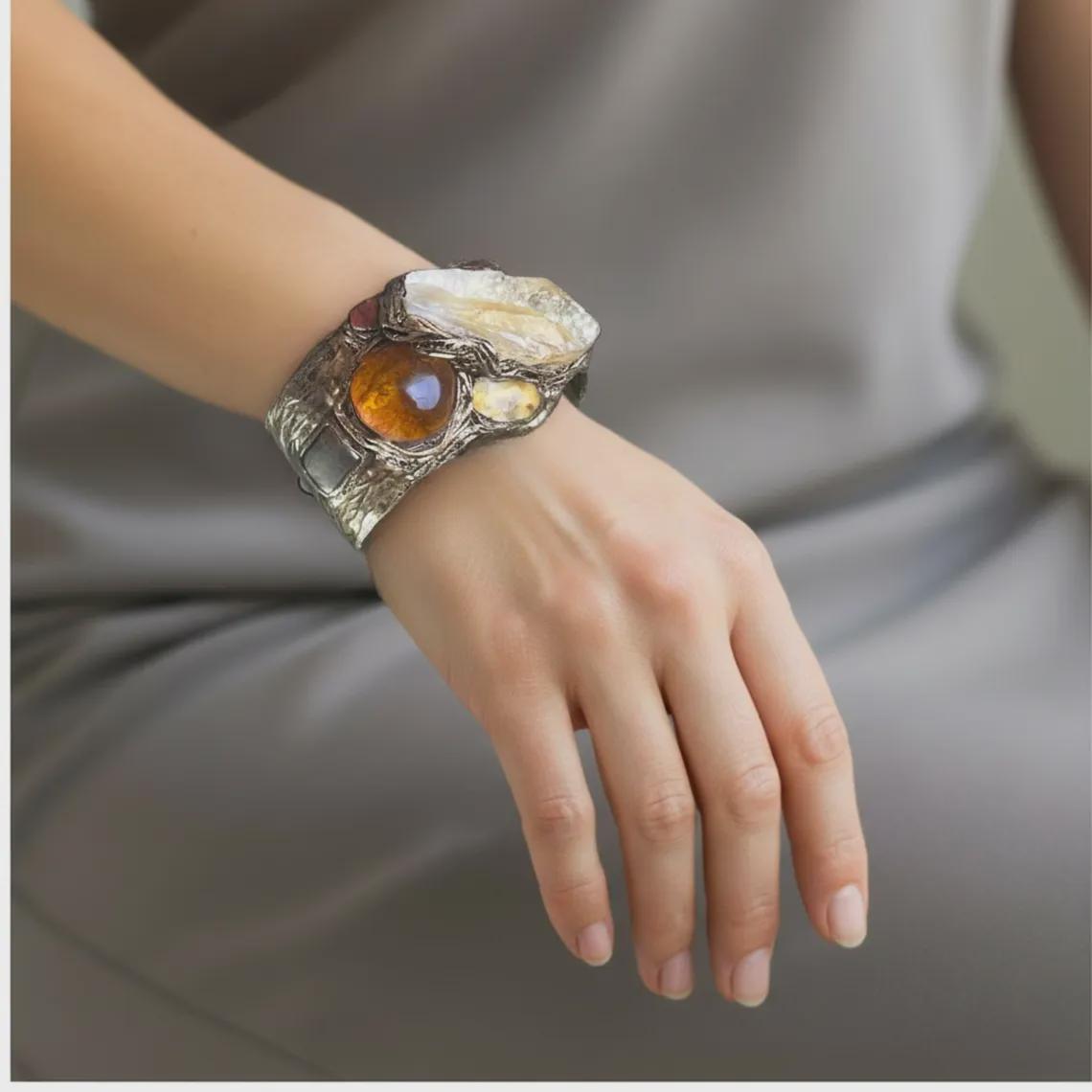Chunky Citrine Raw Crystal Ring Statement Oversized Wealth Ring