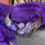 Chunky Chalcedony Calcite Ring - Purple Crystal Cocktail Jewelry