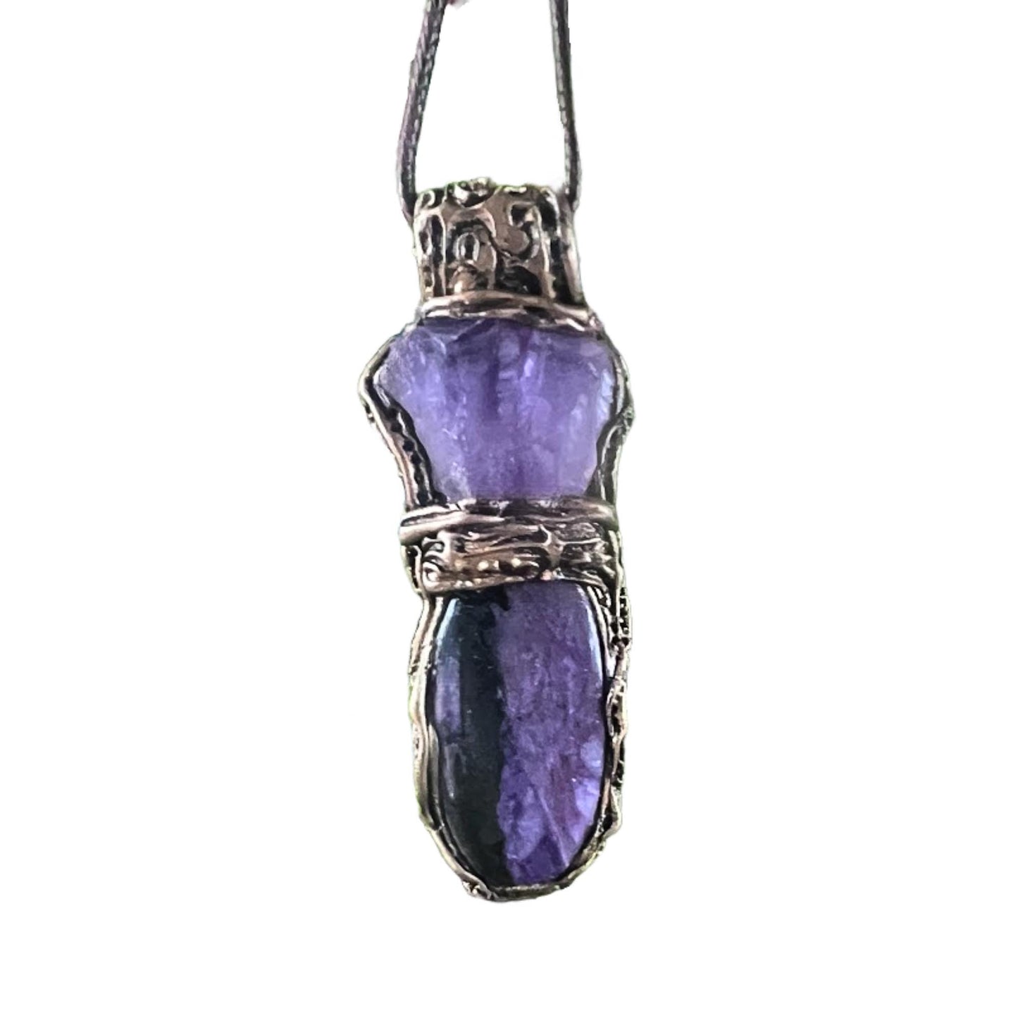 Amethyst Charoite Crystal Necklace - Purple Gemstone Pendant