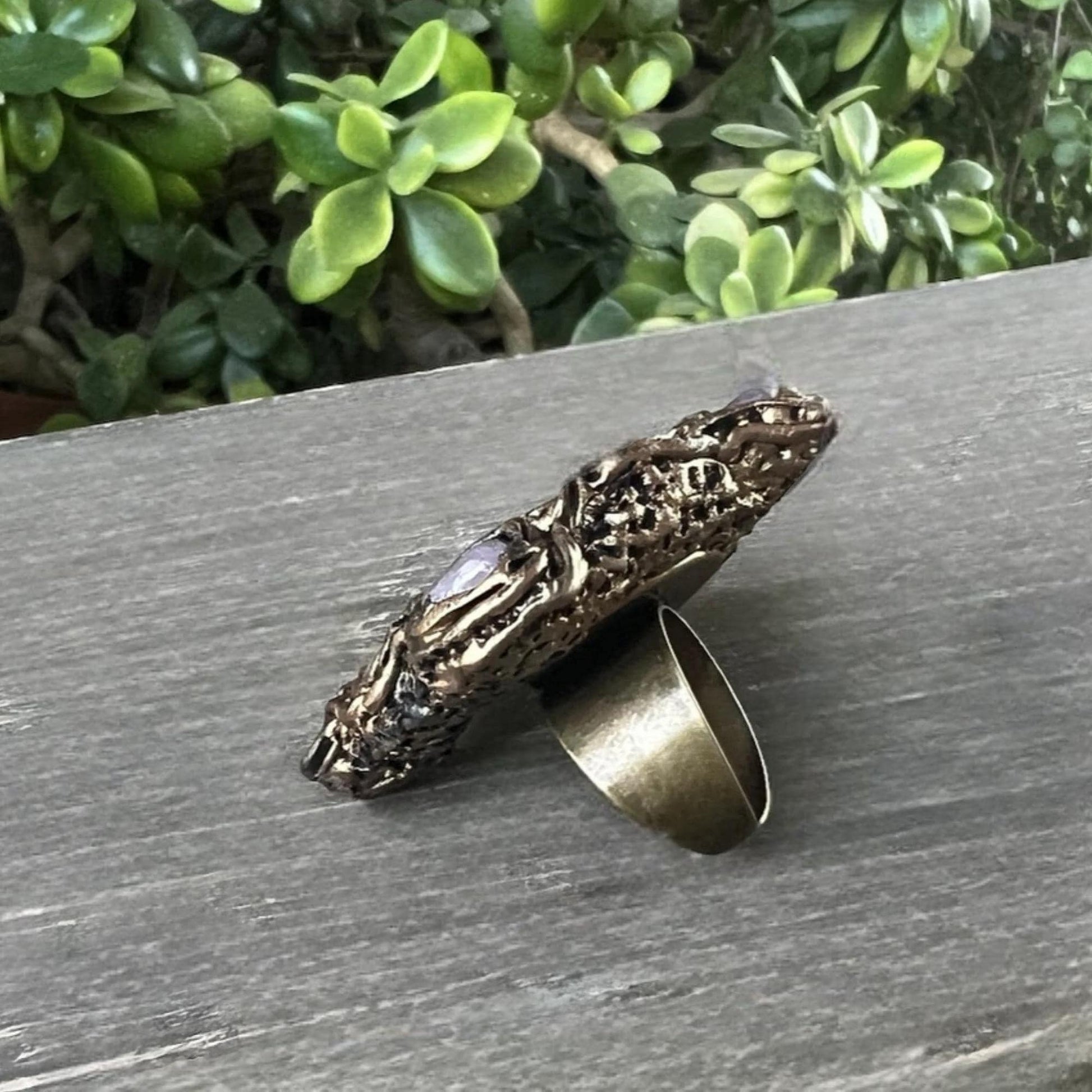 Oversized Charoite Ring -  Large Purple Stone Statement Cocktail Ring