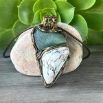 Green Aventurine and Tree Agate Crystal Pendant Necklace -  Large Healing Stone Amulet