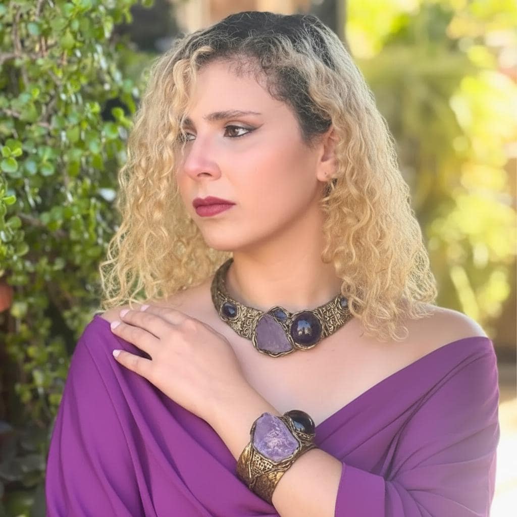 Chunky Amethyst Collar Necklace - Unique Crystal Jewelry for Special Occasions