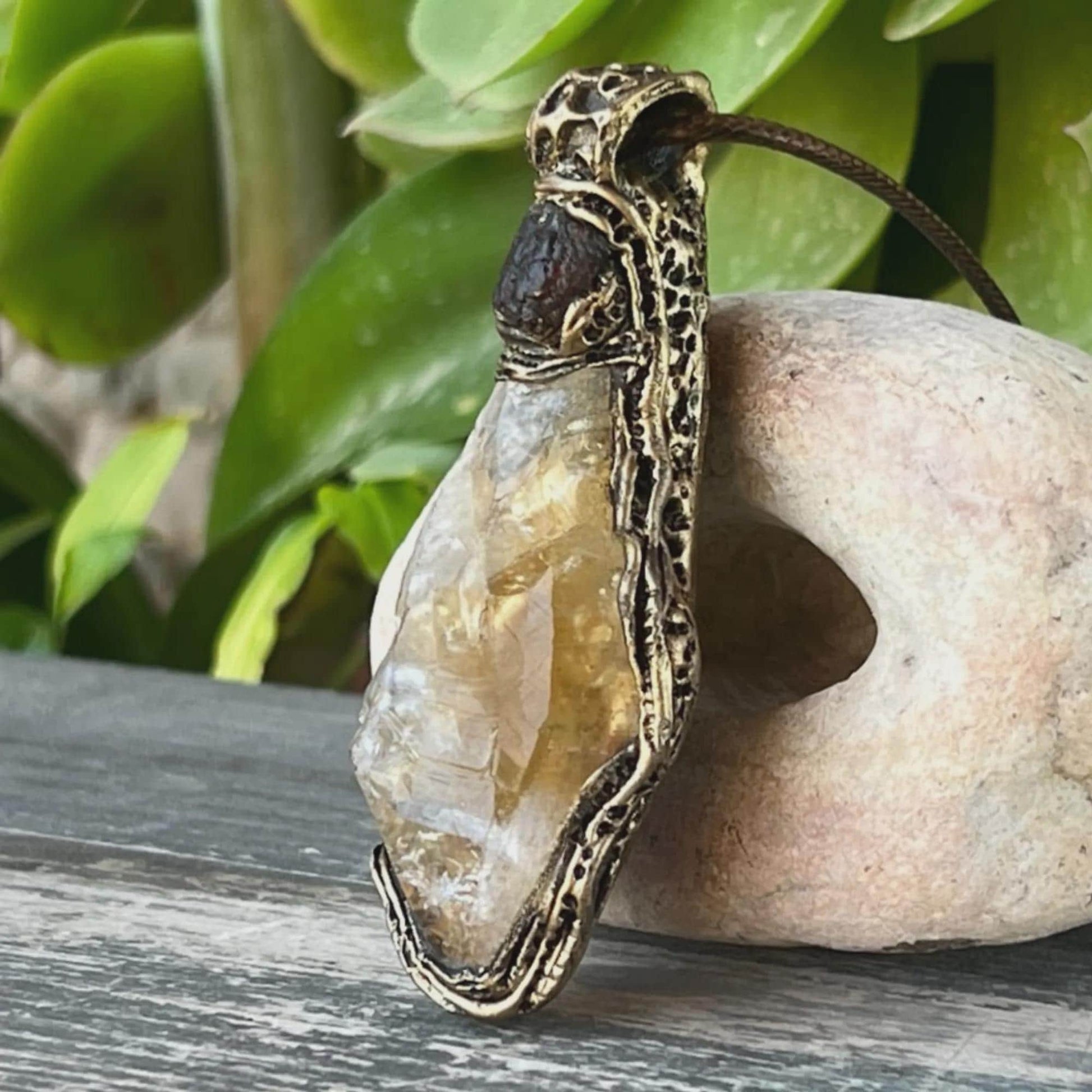 Citrine Tiger’s Eye Chunky Ring -  Oversized Wealth Crystal Jewelry