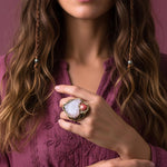 Raw Rose and Cherry Quartz Ring -  Large Pink Stone Statement Cocktail Ring