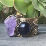 Chunky Amethyst Ring - Oversized Purple Large Stone Cocktail Ring