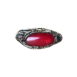 Red Carnelian Modern Ring - Contemporary Horizontal Double Finger Cocktail Ring