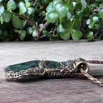 Seraphinite Amulet Pendant Necklace with Jade and Apatite - Green Healing Spiritual Jewelry