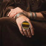 Tiger’s Eye and Citrine Talisman Pendant Necklace -  Crystal Amulet for Abundance