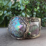 Abalone Chunky Wide Cuff Bracelet – Modern Statement Mother of Pearl Jewelry