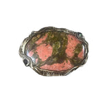 Chunky Unakite Ring - Oval Pink and Green Cocktail Statement Ring