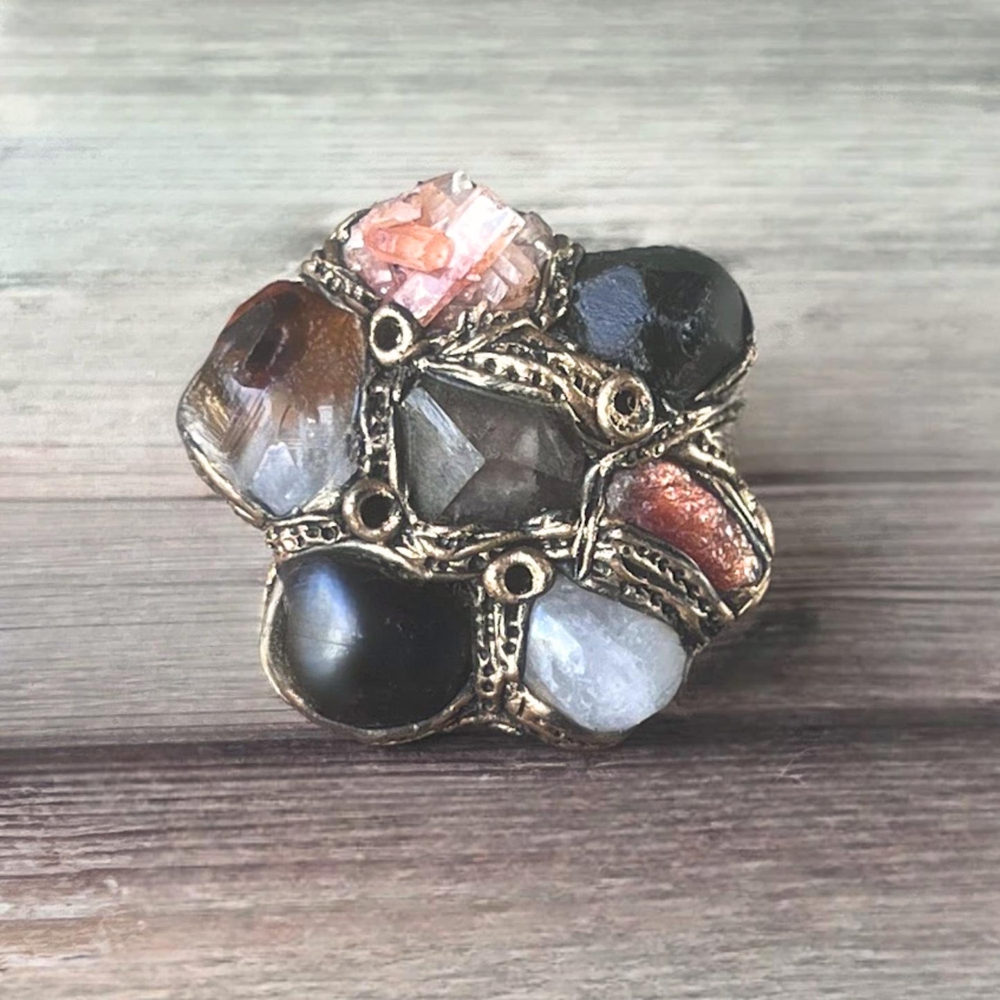 Oversized Raw Multi Stone Ring | Chunky Huge Statement Jewelry