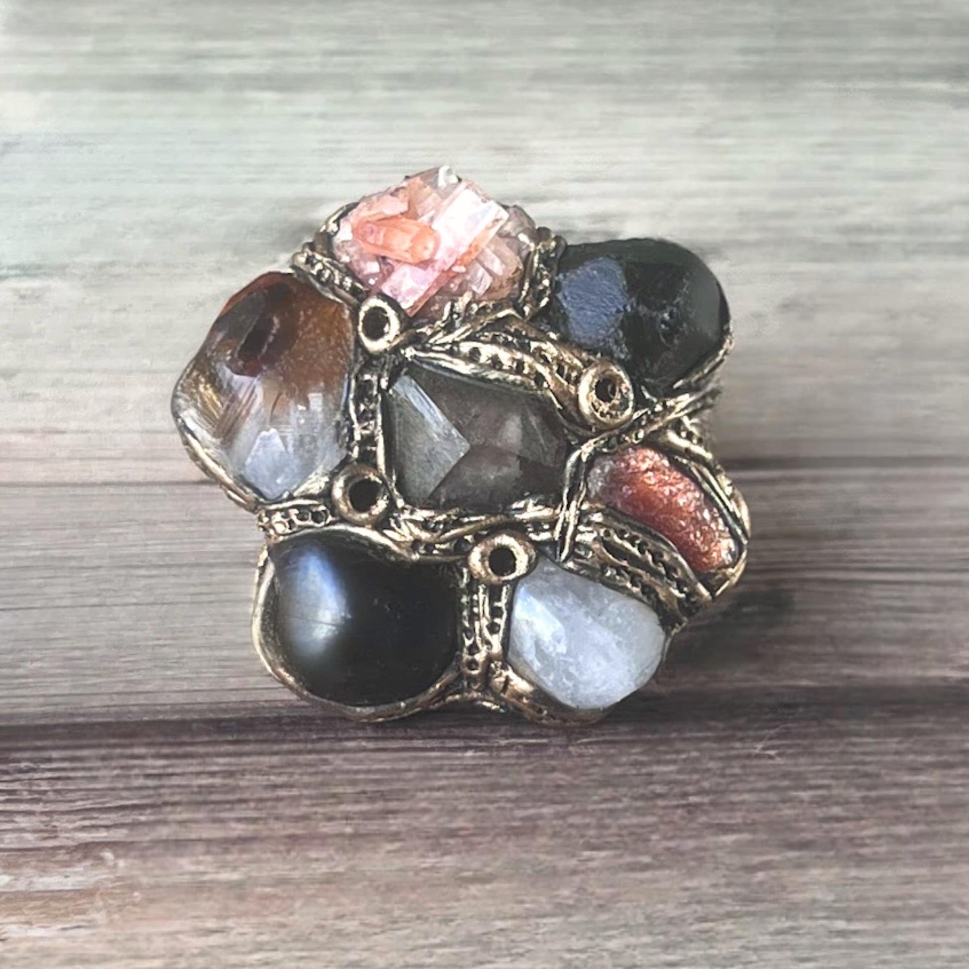 Oversized Raw Multi Stone Ring | Chunky Huge Statement Jewelry