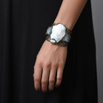 Mother of Pearl Chunky Wide Cuff Bracelet -  Modern Statement Jewelry