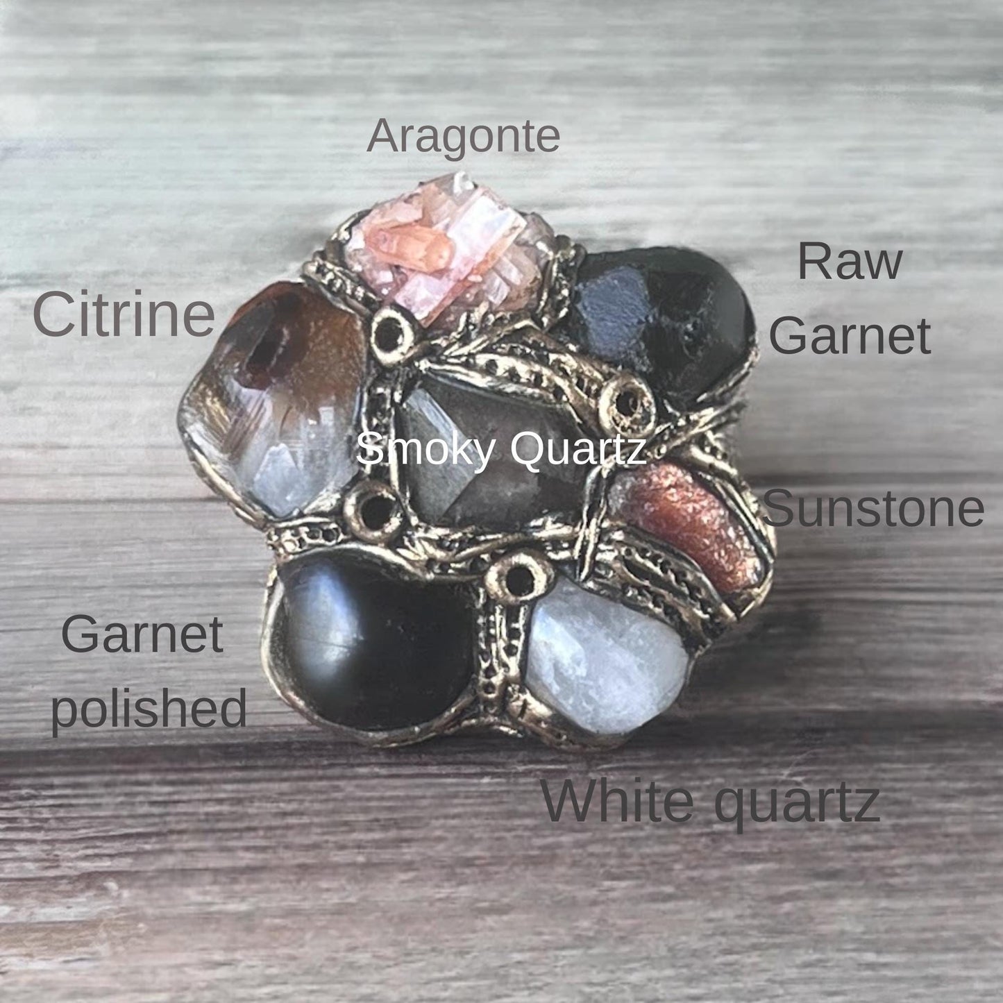 Oversized Raw Multi Stone Ring | Chunky Huge Statement Jewelry
