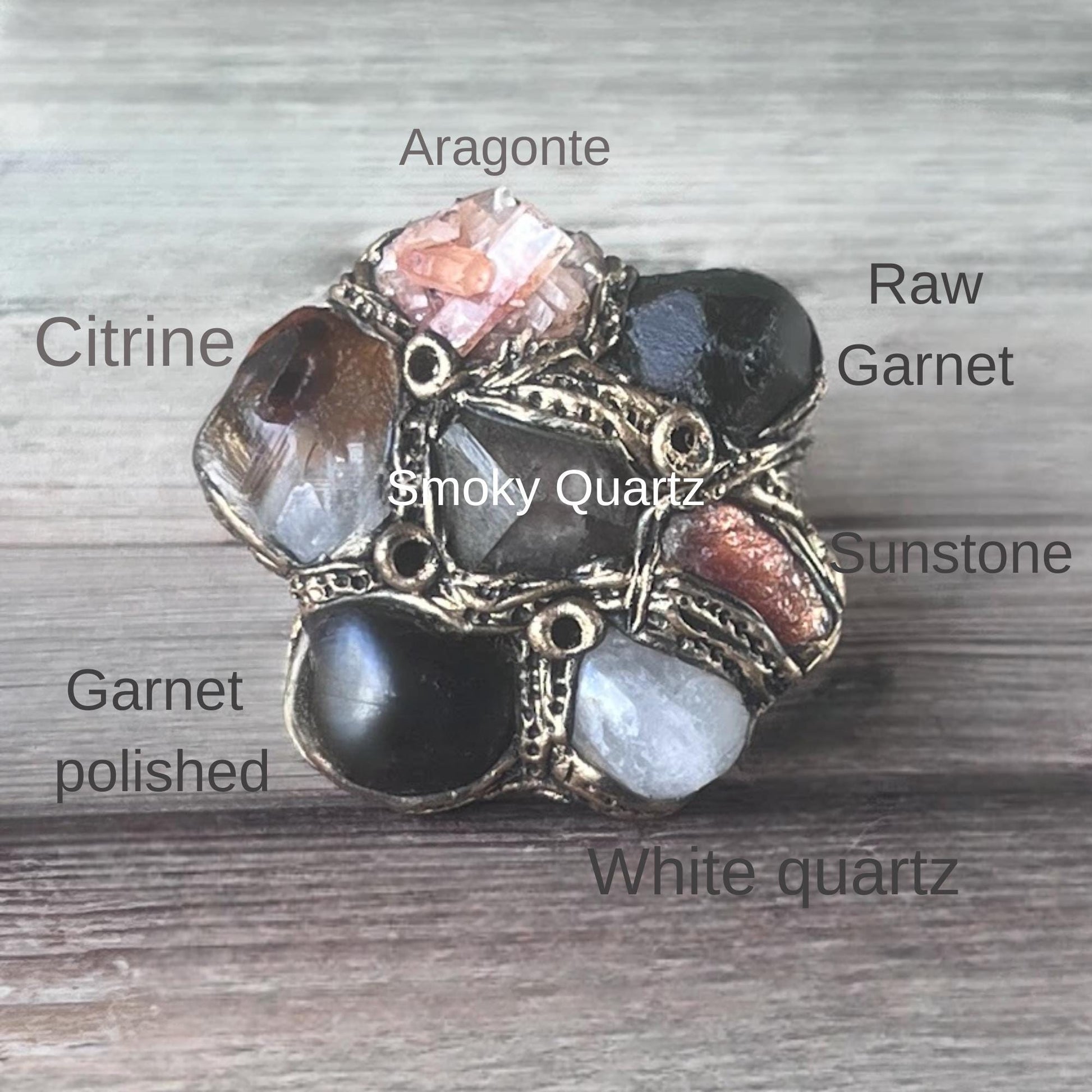 Oversized Raw Multi Stone Ring | Chunky Huge Statement Jewelry