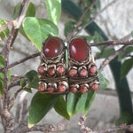 Chunky Carnelian Wide Hoop Earrings - Statement Gemstone Jewelry