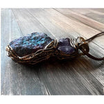 Amethyst Peacock Ore Necklace - Healing Crystal Amulet Pendant