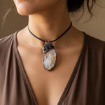 Crystal Pendant Necklace with Citrine Tigers Eye - Handmade Amulet Jewelry