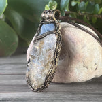 Crystal Pendant Necklace with Citrine Tigers Eye - Handmade Amulet Jewelry