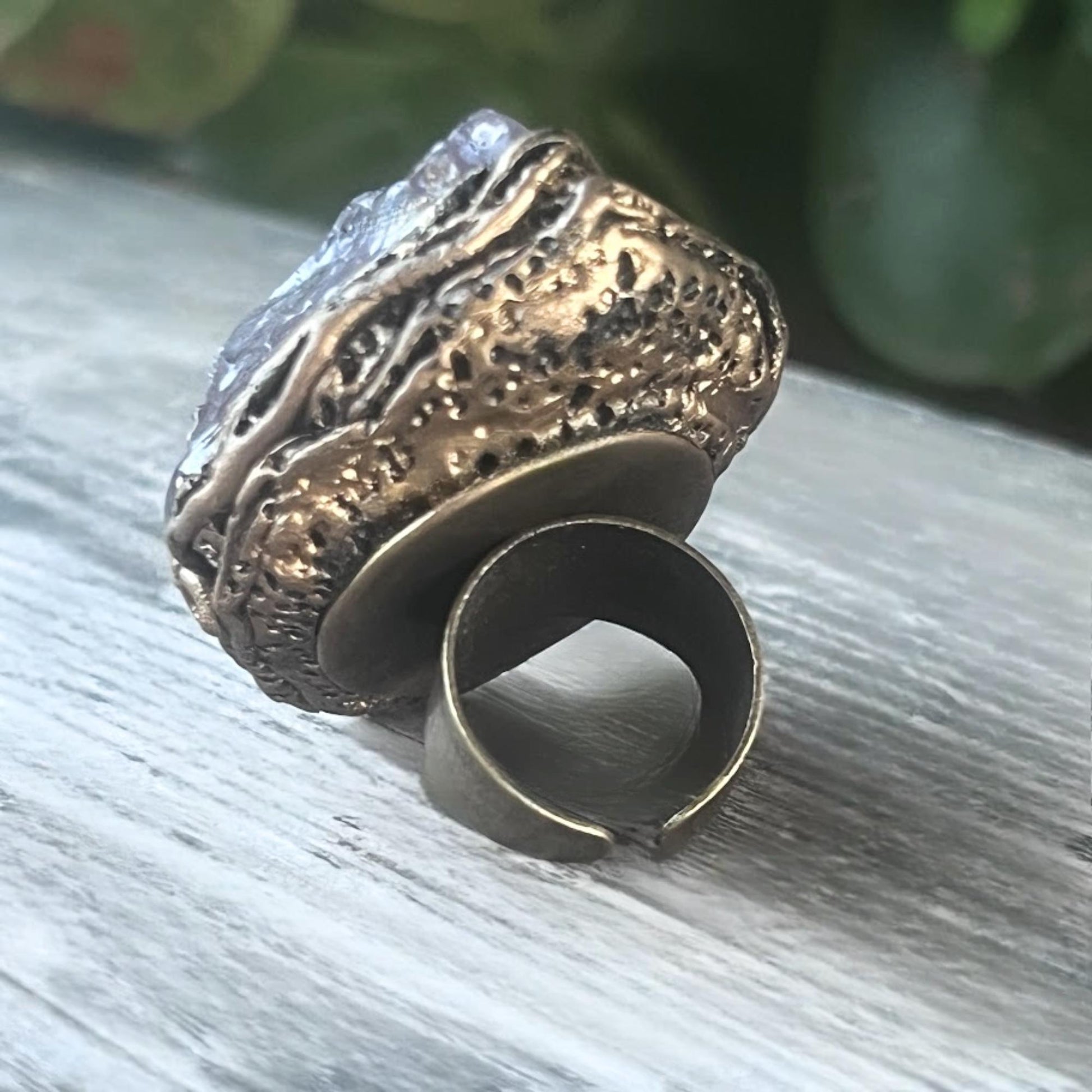 Large Amethyst Raw Crystal Ring Chunky Statement Oversized Cocktail Ring