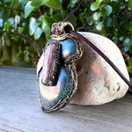 Raw Ruby and Ruby Kyanite Necklace -  Healing Crystal Amulet Pendant