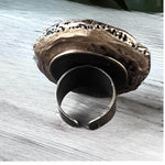 Chunky Raw Ruby Kyanite Statement Ring | Oversized Round Cocktail Ring