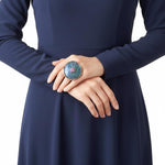 Chunky Raw Ruby Kyanite Statement Ring | Oversized Round Cocktail Ring