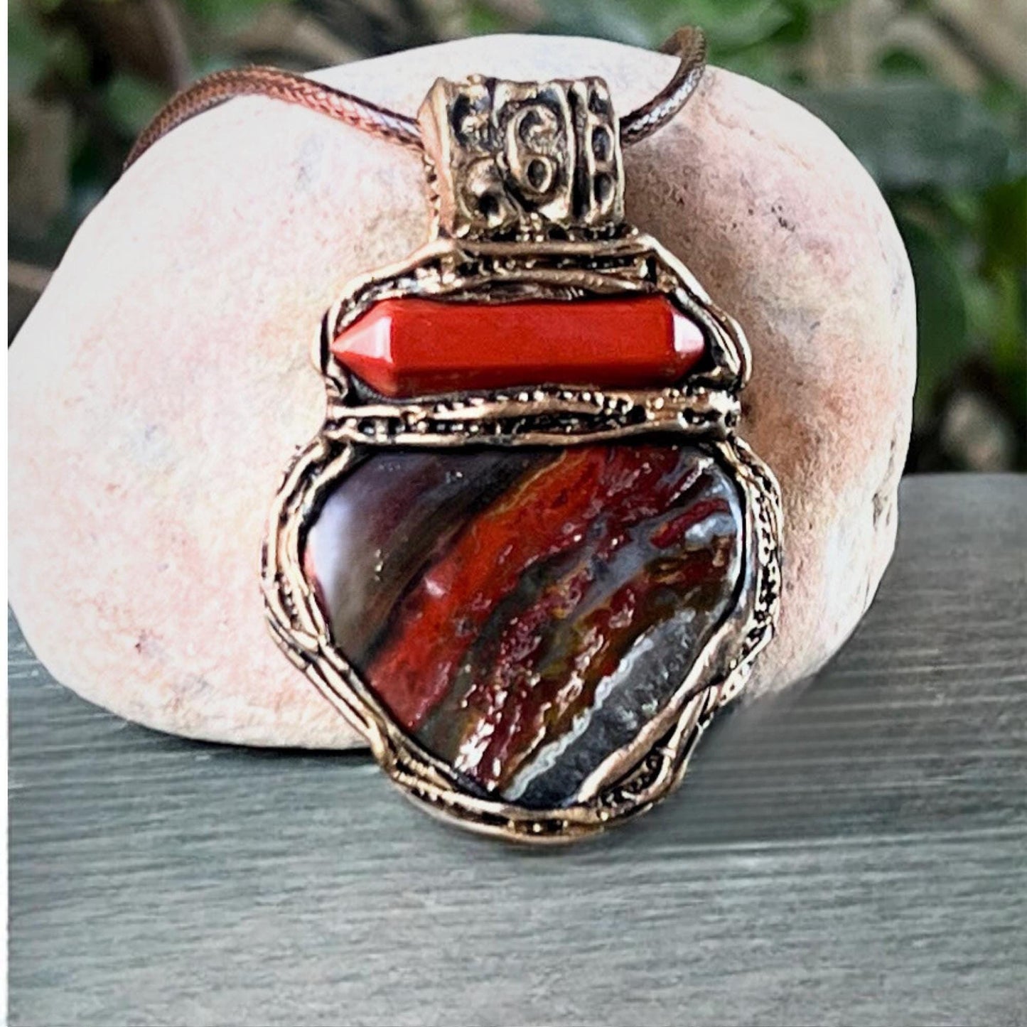 Red Jasper Jaspilite Pendant Necklace - Healing Crystal Amulet