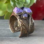 Chunky Chalcedony Calcite Ring - Purple Crystal Cocktail Jewelry