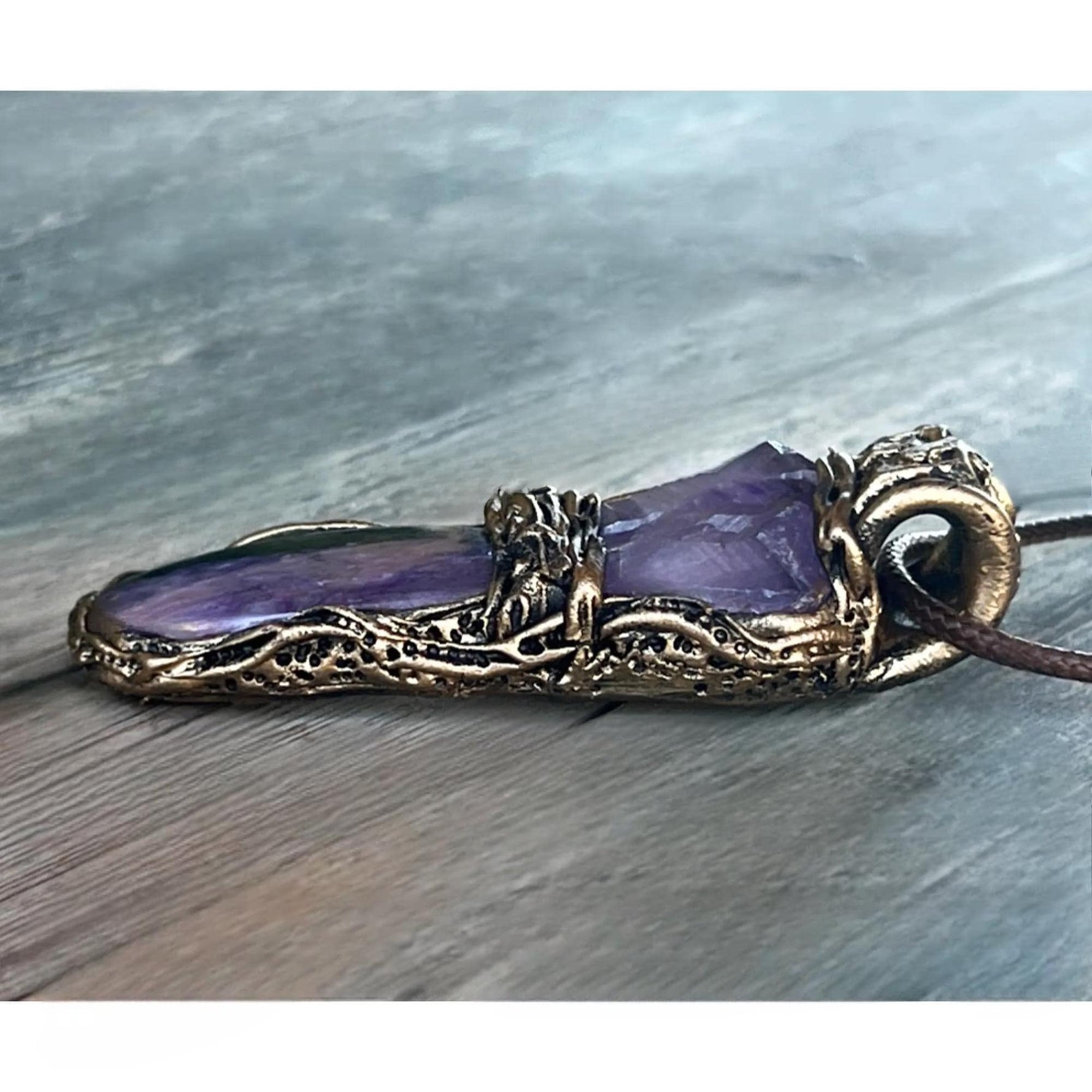 Amethyst Charoite Crystal Necklace - Purple Gemstone Pendant