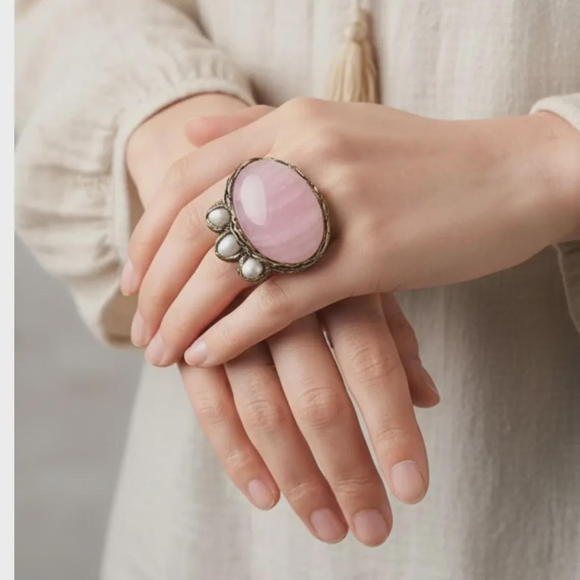 Rose Quartz Chunky Raw Crystal Choker Collar Necklace