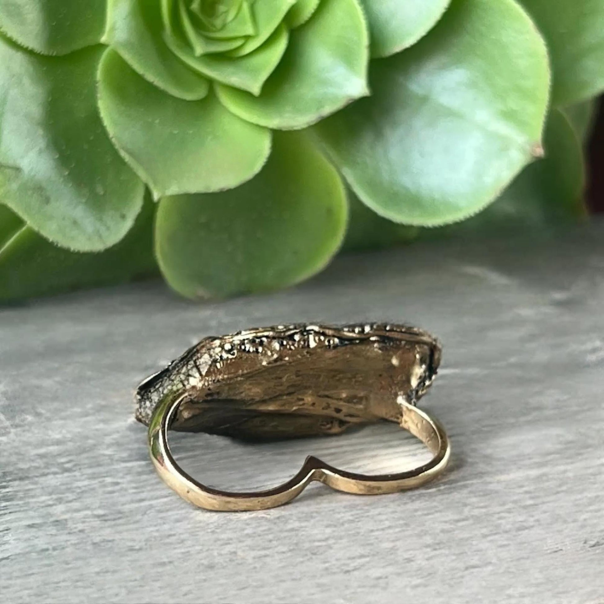 Red Carnelian Modern Ring - Contemporary Horizontal Double Finger Cocktail Ring
