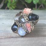 Oversized Raw Multi Stone Ring | Chunky Huge Statement Jewelry