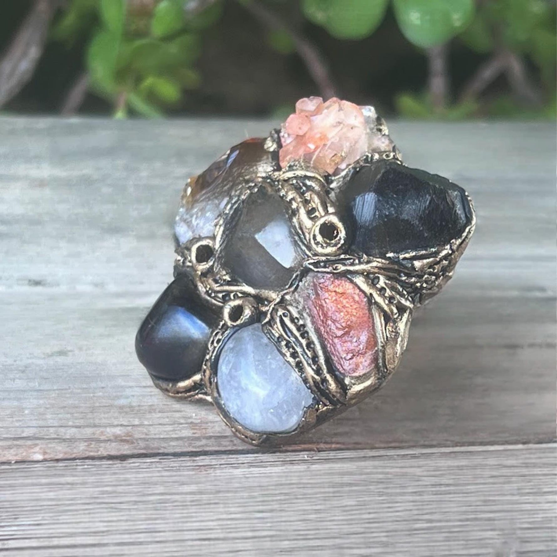 Oversized Raw Multi Stone Ring | Chunky Huge Statement Jewelry