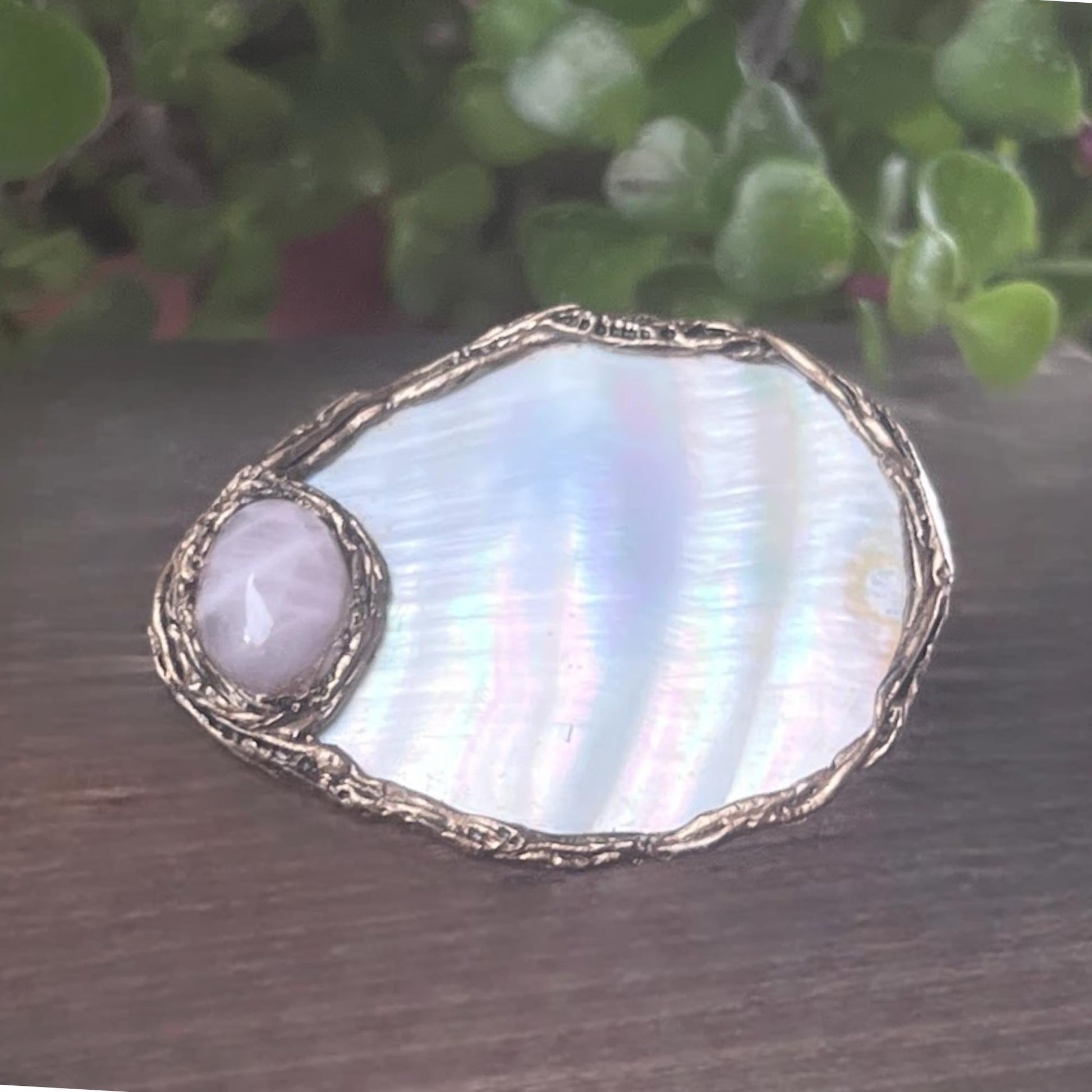 Oversized Mother of Pearl Cocktail Ring: Adjustable Chunky Statement