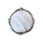 Oversized Mother of Pearl Round Cocktail Ring: Adjustable Chunky Statement