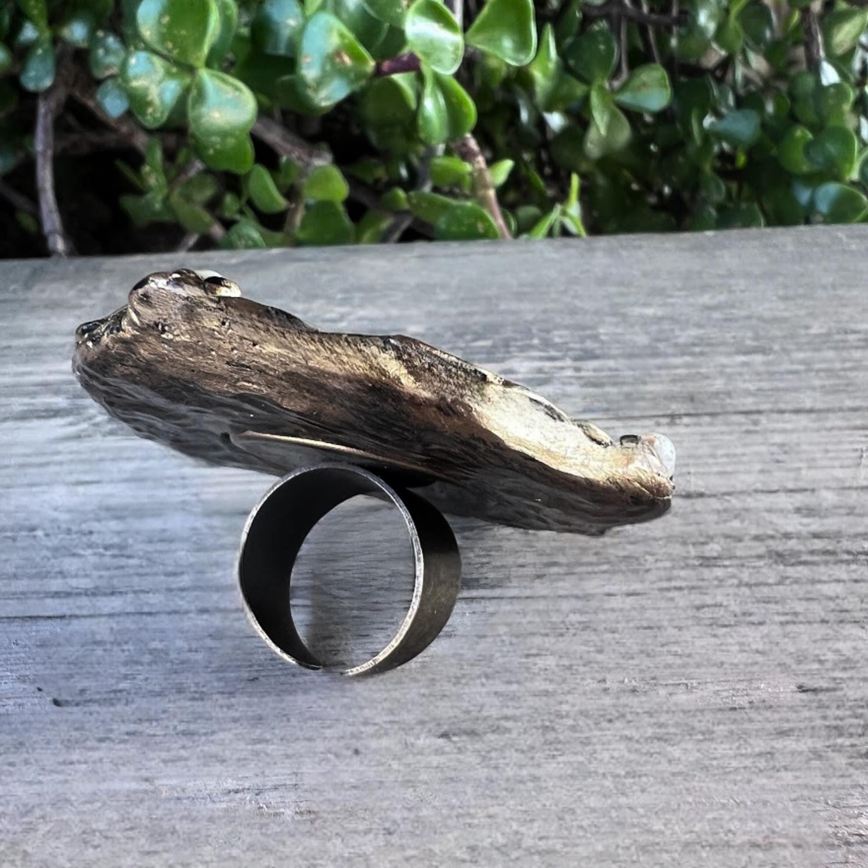 Oversized Mother of Pearl Round Cocktail Ring: Adjustable Chunky Statement