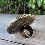 Chunky Moss Agate and Carnelian Ring -  Oversized Round Cocktail Ring