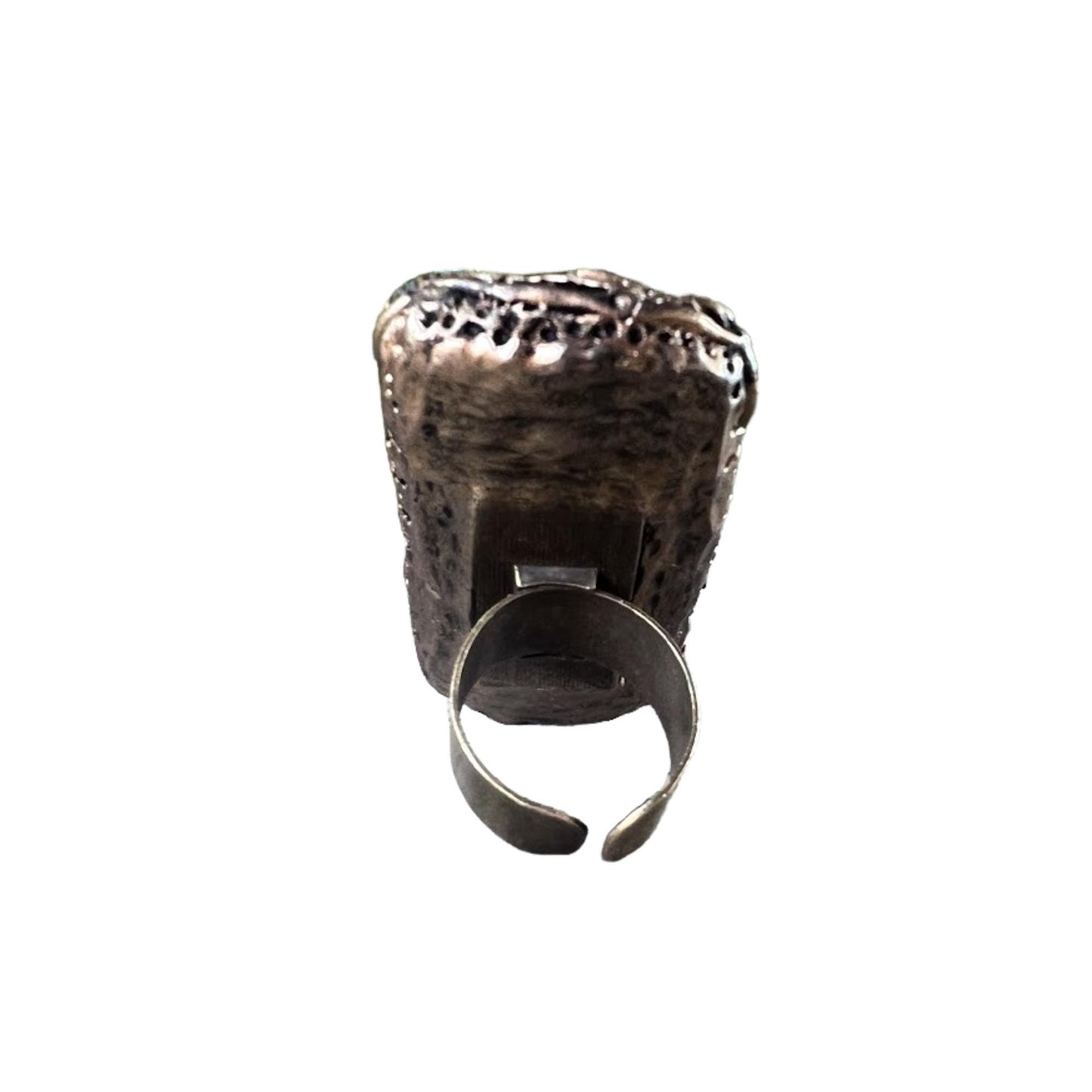 Black Onyx Full Finger Ring Chunky Cocktail Oversized Rectangle Ring