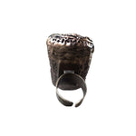 Black Onyx Full Finger Ring Chunky Cocktail Oversized Rectangle Ring