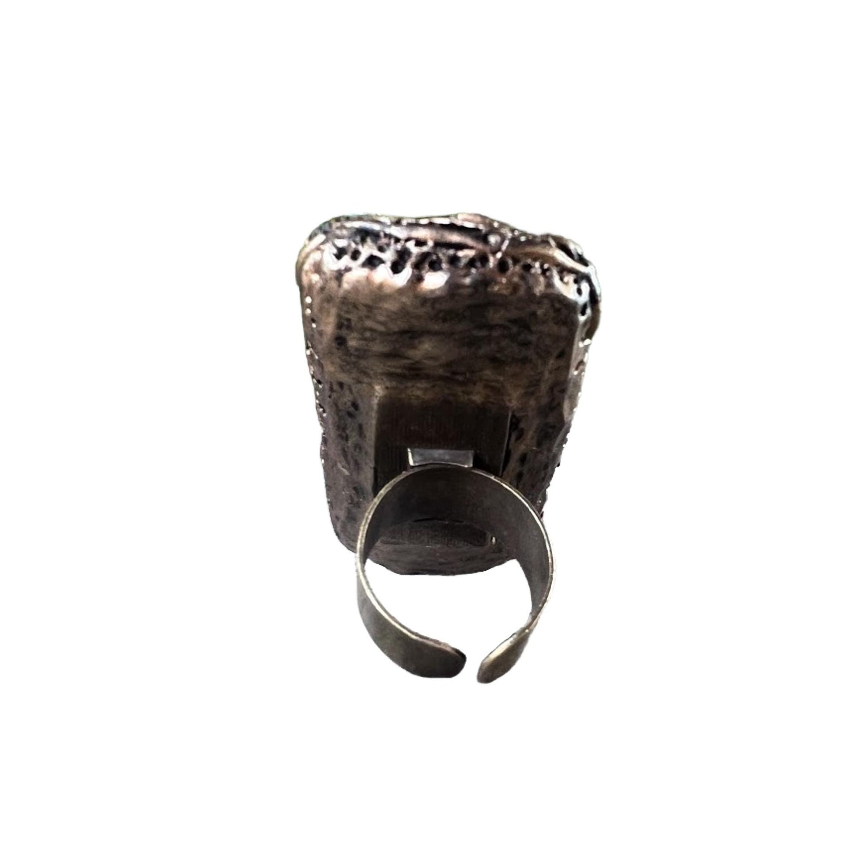 Black Onyx Full Finger Ring Chunky Cocktail Oversized Rectangle Ring