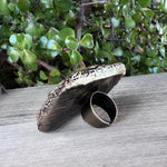 Chunky Rectangle Mother of Pearl Ring - Oversized Huge White Cocktail Jewelry