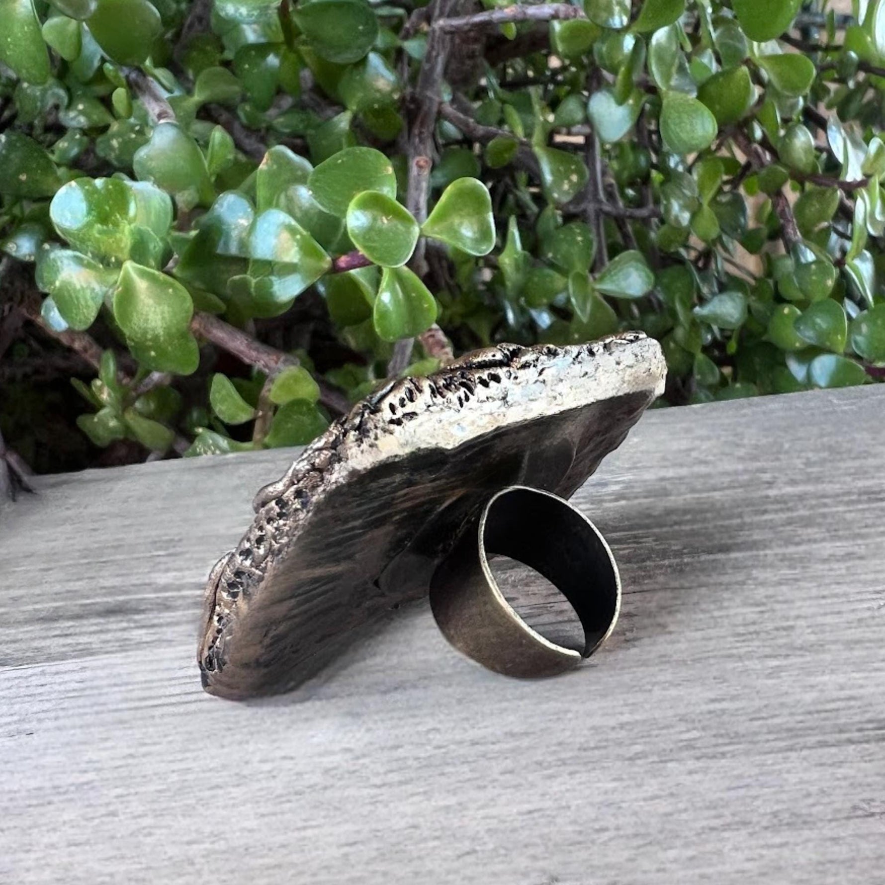 Chunky Rectangle Mother of Pearl Ring - Oversized Huge White Cocktail Jewelry