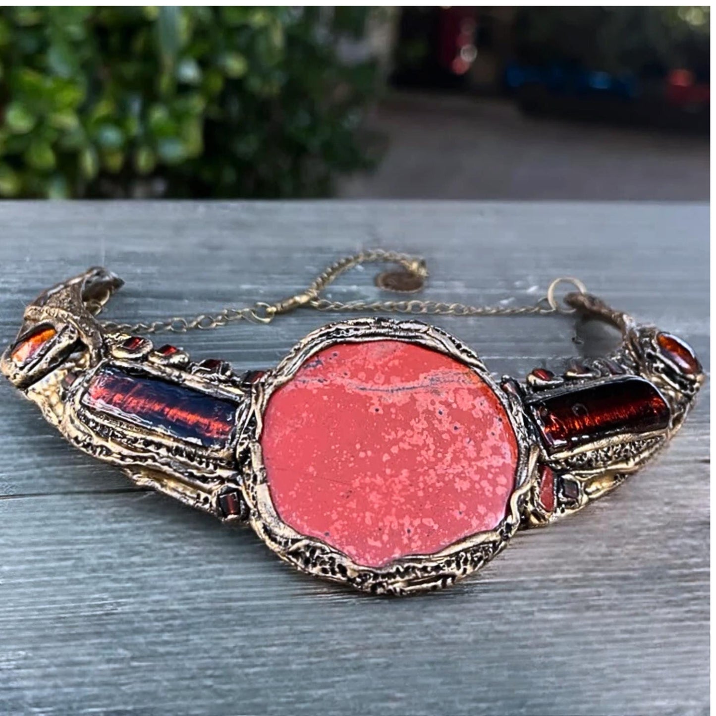 Red Jasper Chunky Statement Choker -Artistic Cluster Necklace