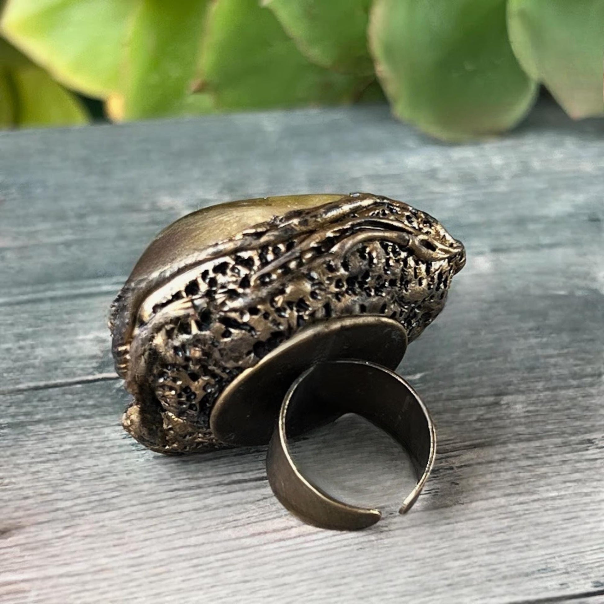 Oversized Citrine and Carnelian Crystal Ring -  Chunky Statement Cocktail Ring