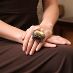 Chunky Citrine & Carnelian Oversized Statement Crystal Ring.