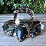 Labradorite and Prehnite Chunky Choker Necklace Statement Special Event Jewelry